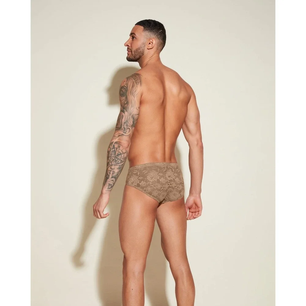 Cosabella‎ Never Say Never Mens Lace Briefs Taupe Floral Low Rise Underwear NEW